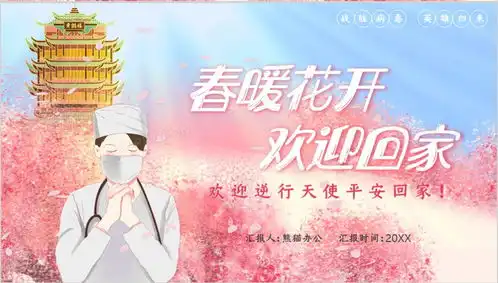 春暖花开欢迎回家致敬逆行英雄ppt模板下载熊猫办公