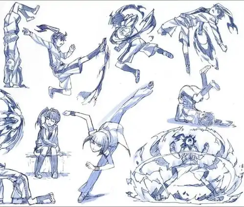 动漫人物表情姿体动态线稿参考