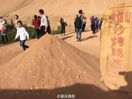 新疆吐鲁番44高温鸡蛋埋沙中几分钟便熟