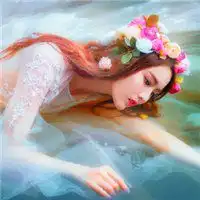 手绘头戴花环女生图微信头像图片大全