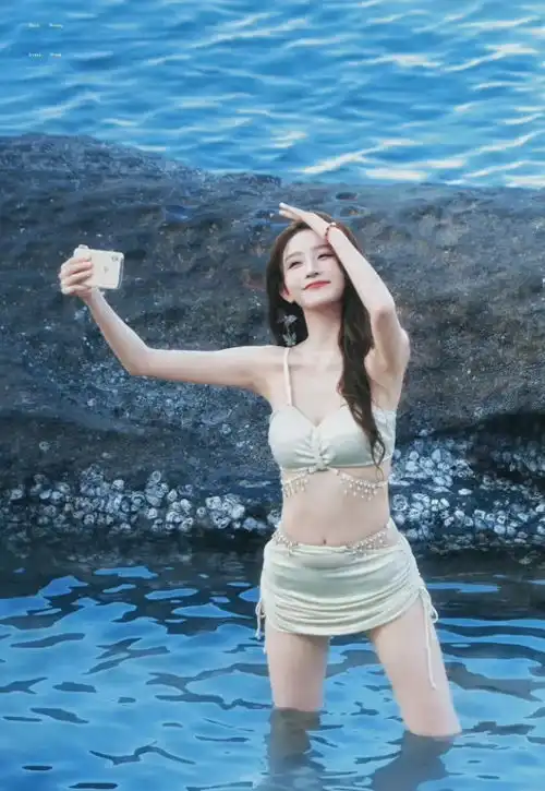 绝美周诗雨海边泳装大片曝光,性感身材引热议
