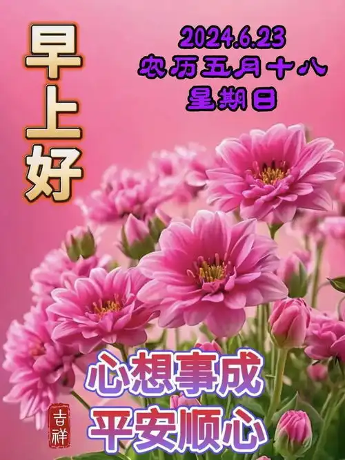 2024年6月23日农历五月十八祝福图片星期日最新问候美图周末愉快