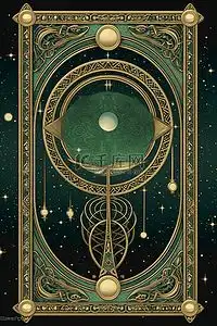 塔罗牌框插画手绘插画国潮风2.5d卡通动漫插画海报设计素材下载千库网