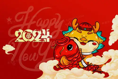 红色卡通2024年龙年插画图片素材下载psd格式熊猫办公