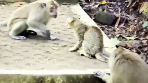 猴子被猫咪扇一巴掌,下一波操作让猴子傻眼了镜头拍下全程