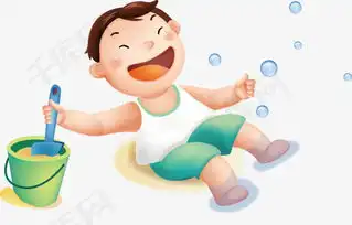 在沙滩上玩沙子的小男孩素材图片免费下载高清卡通手绘psd千库网图片编号6628192