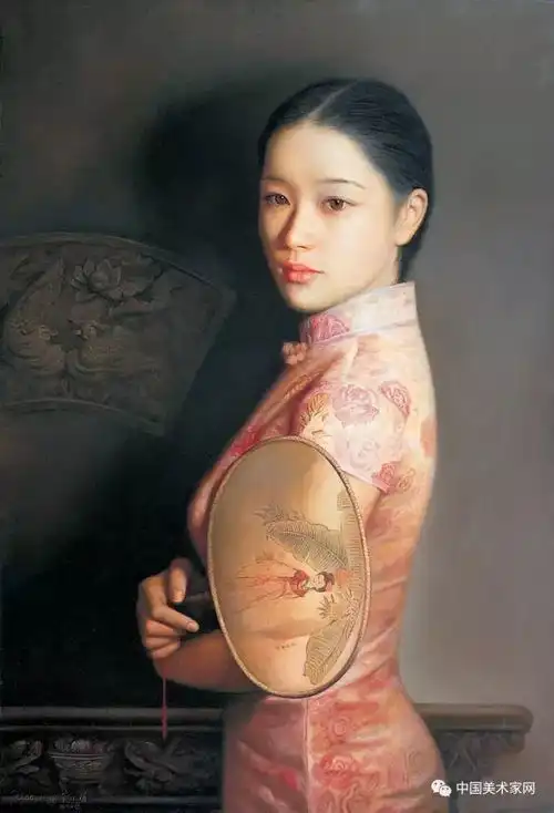 写实油画旗袍美女