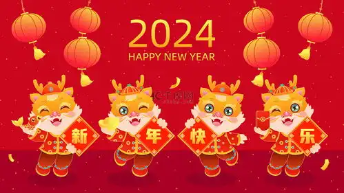 2024龙年小龙人春节新年拜年插画图片千库网